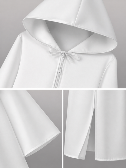 Long White Carnival Cloak with Hood