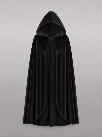 Black Hooded Carnival Cape, Flowing