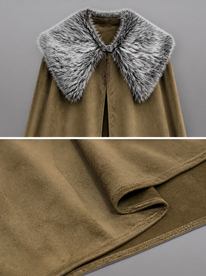 Brown Costume Cloak with Fur Collar