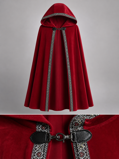 Red Hooded Carnival Cloak for Cosplay