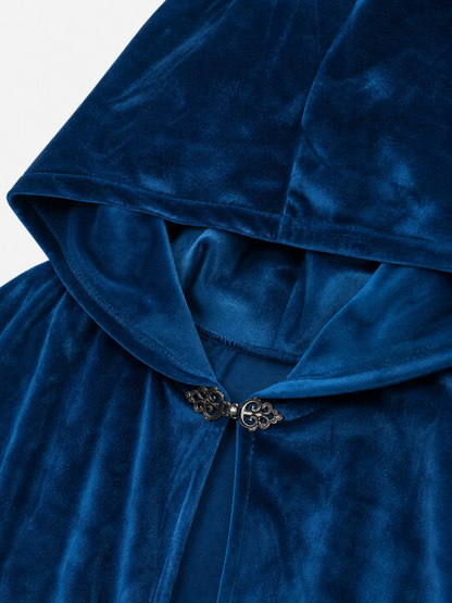 Blue Medieval Hooded Costume Cloak