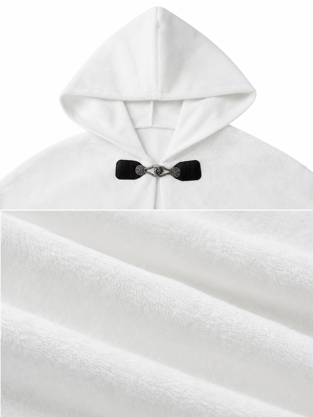 White medieval costume cloak with hood