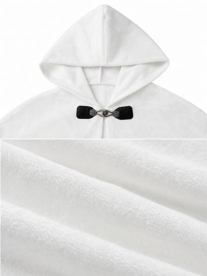 White medieval costume cloak with hood