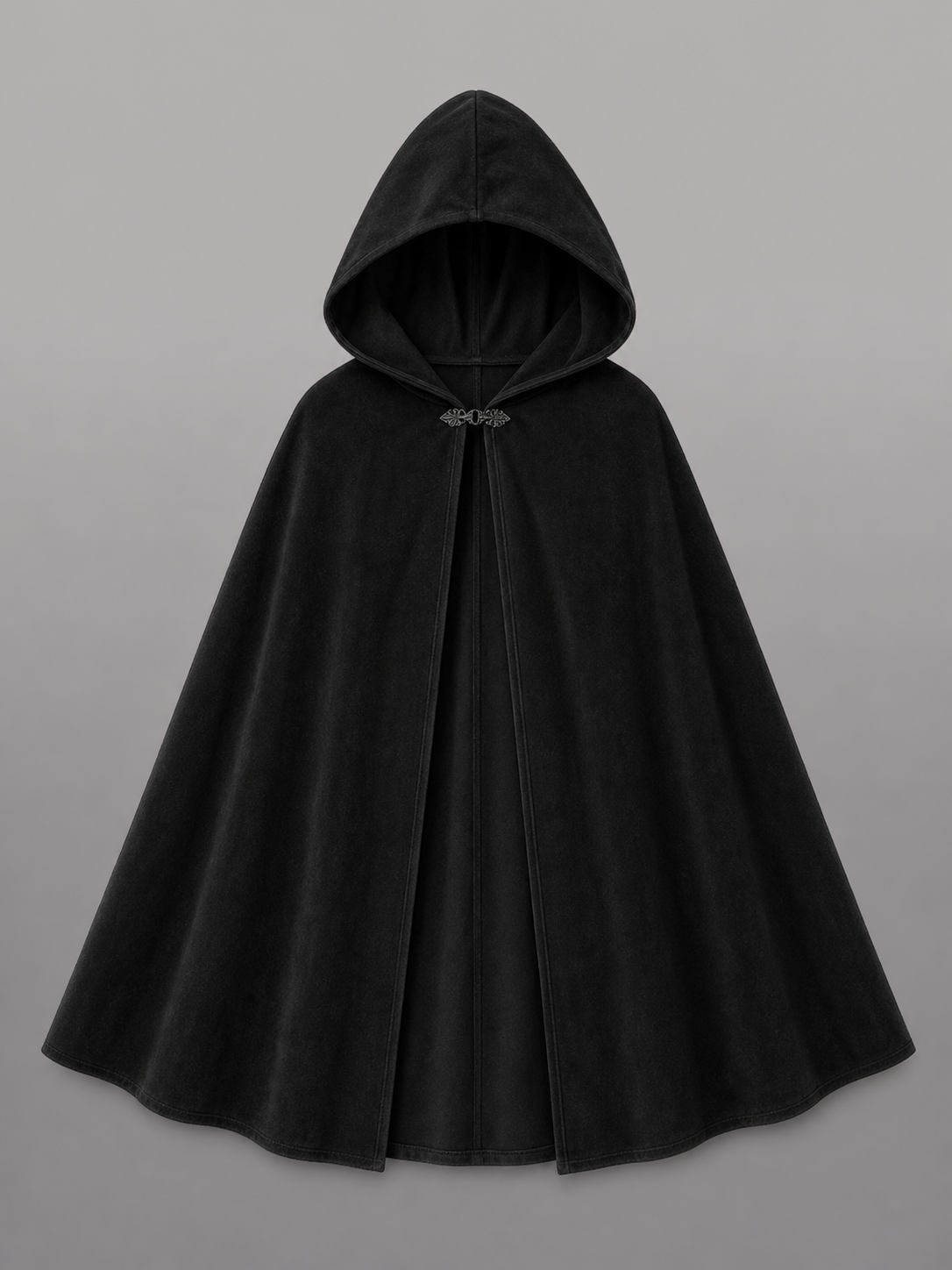 Black medieval hooded carnival cloak