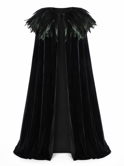 Black Velvet Feather Cape