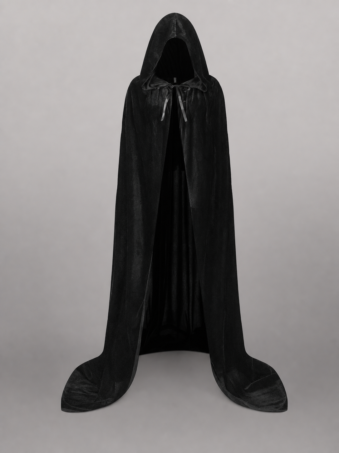 Black medieval hooded costume cloak