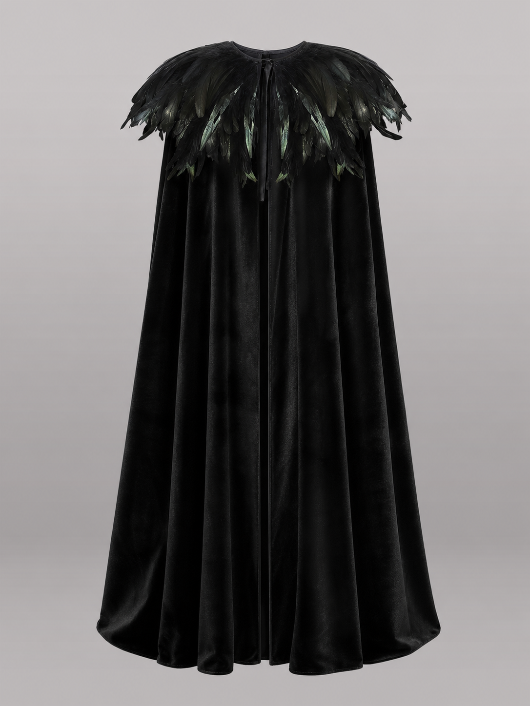 Black Velvet Feather Cape