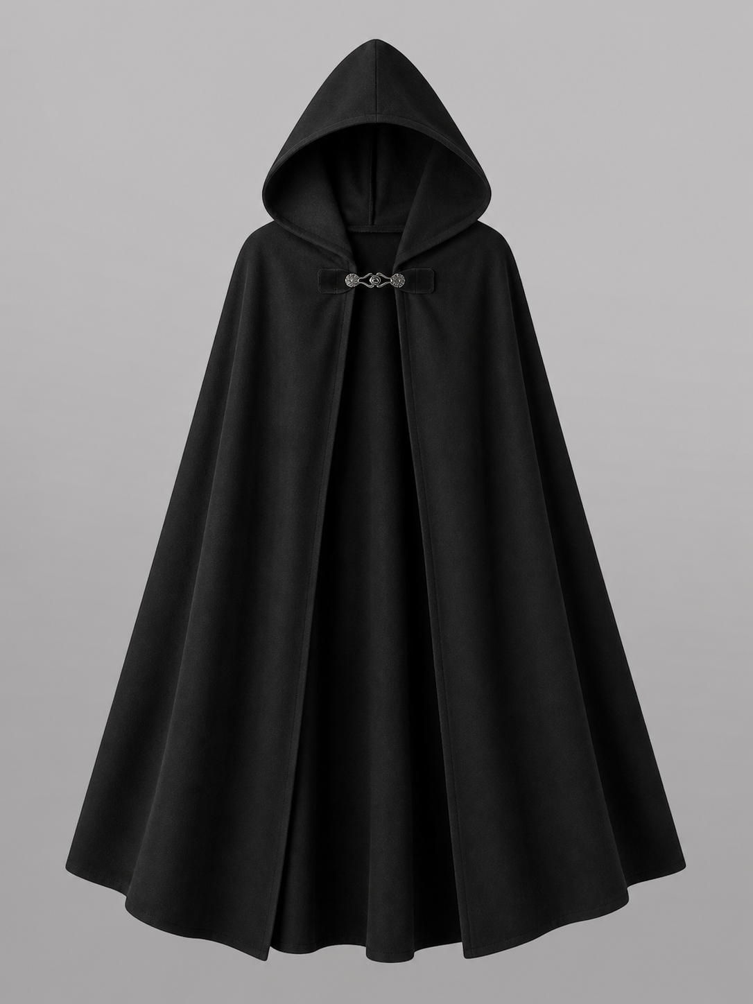 Long black hooded carnival cloak
