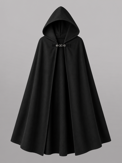 Long black hooded carnival cloak