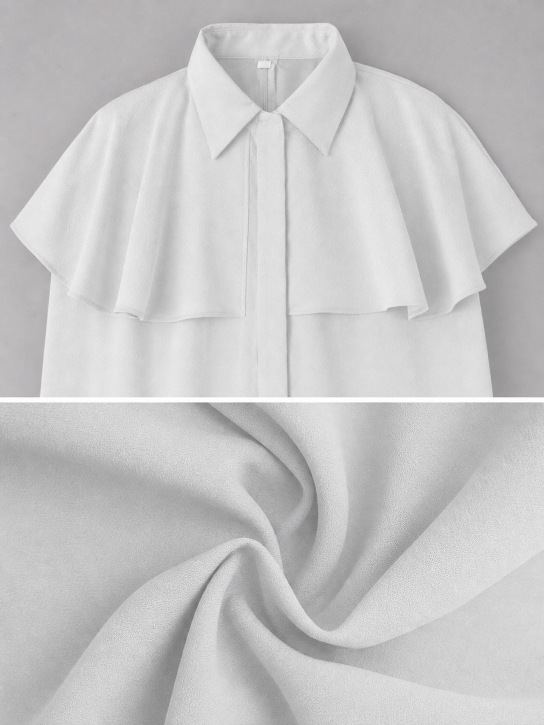 White Costume Dress with Collar and Short Sleeves