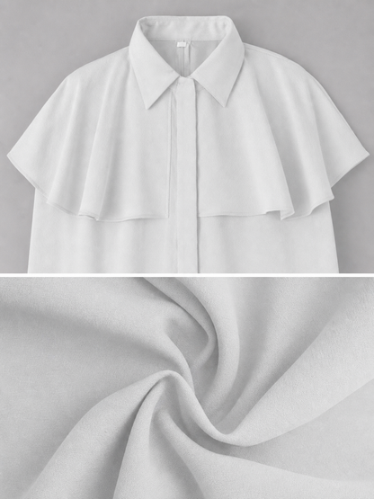 White Costume Dress with Collar and Short Sleeves