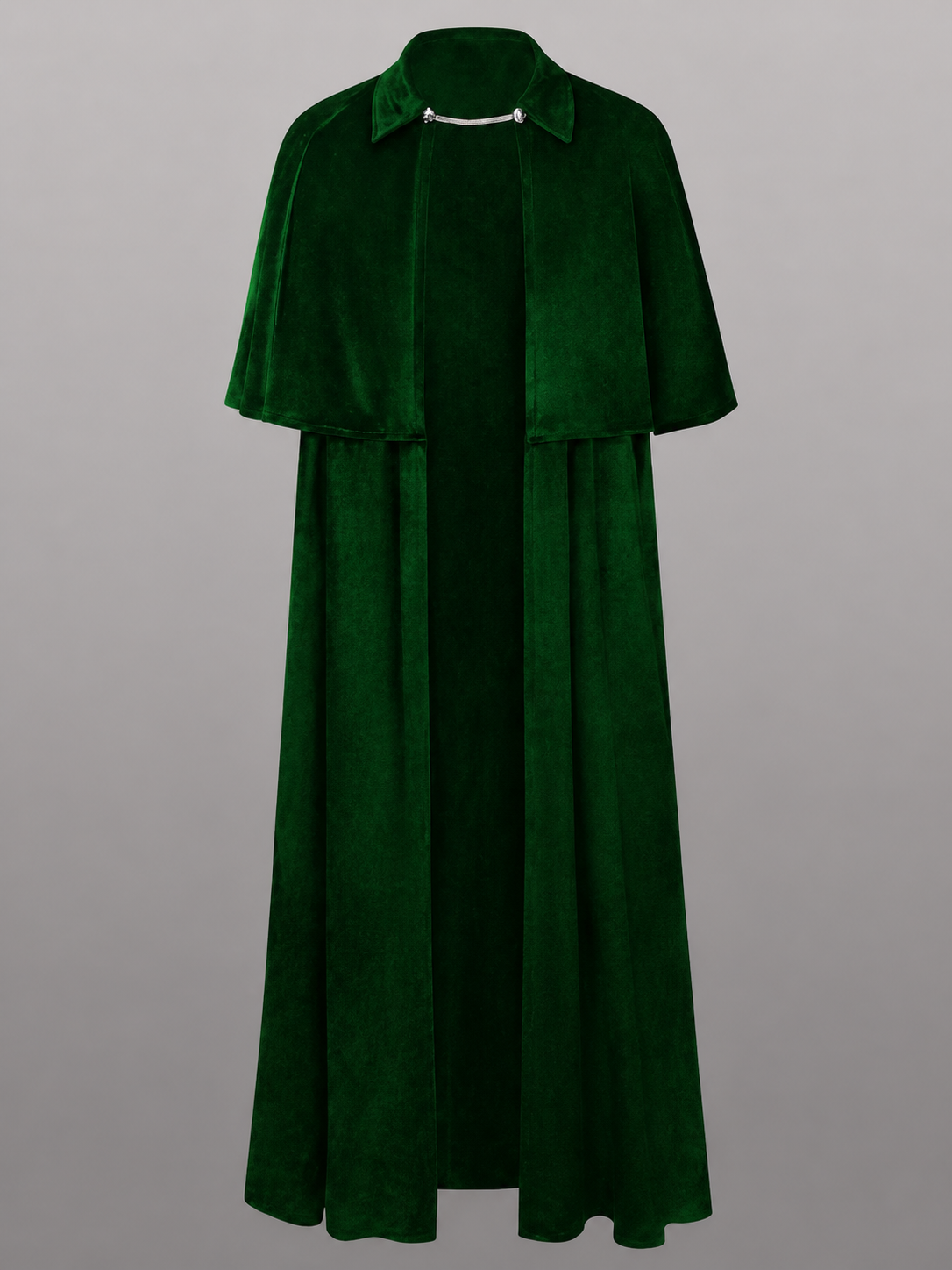 Green Carnival Cloak with Silver-Tone Clasp