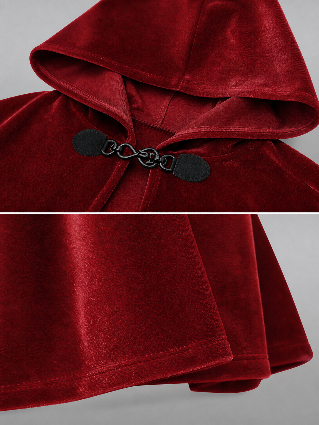 Burgundy Medieval Hooded Costume Cloak