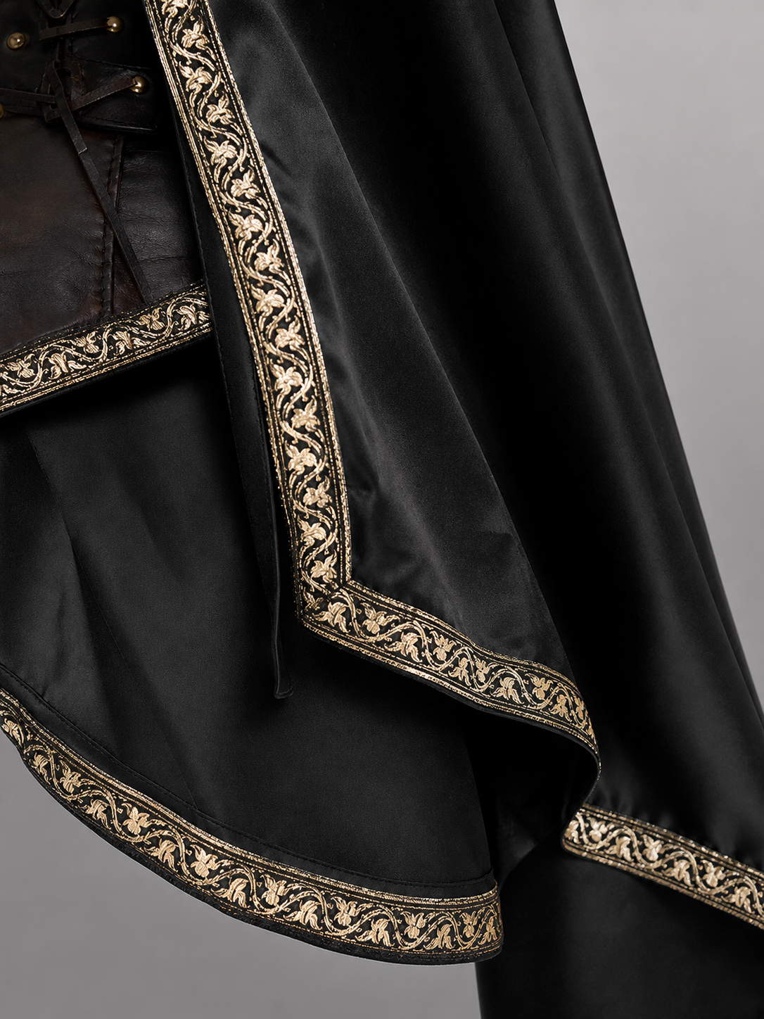 Black Medieval Hooded Carnival Cape