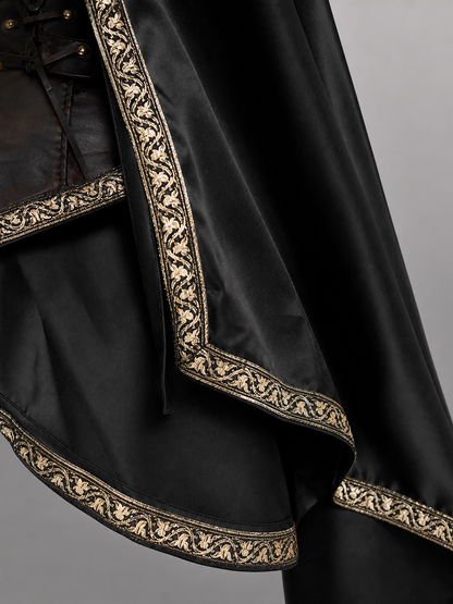 Black Medieval Hooded Carnival Cape