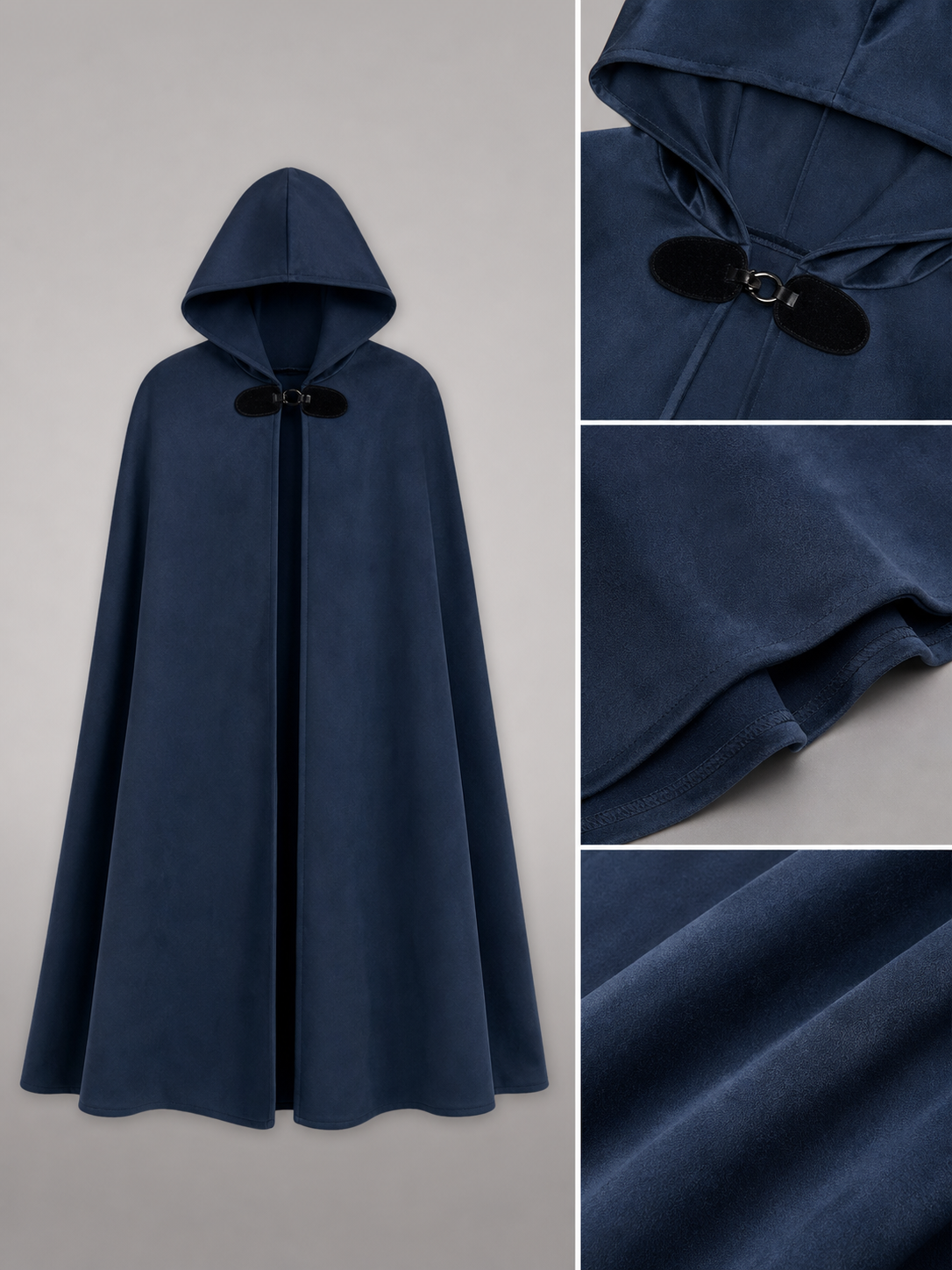 Dark Blue Hooded Costume Cloak