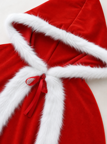 Red Carnival Cloak with Hood, Santa Claus Style