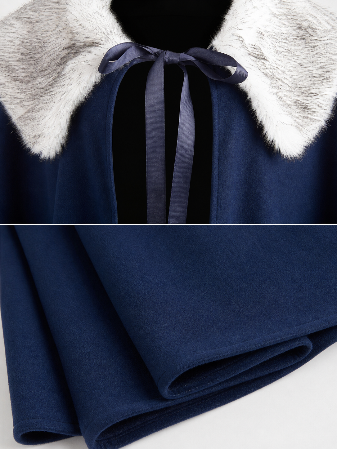 Blue Costume Cloak with Fur-Look Collar