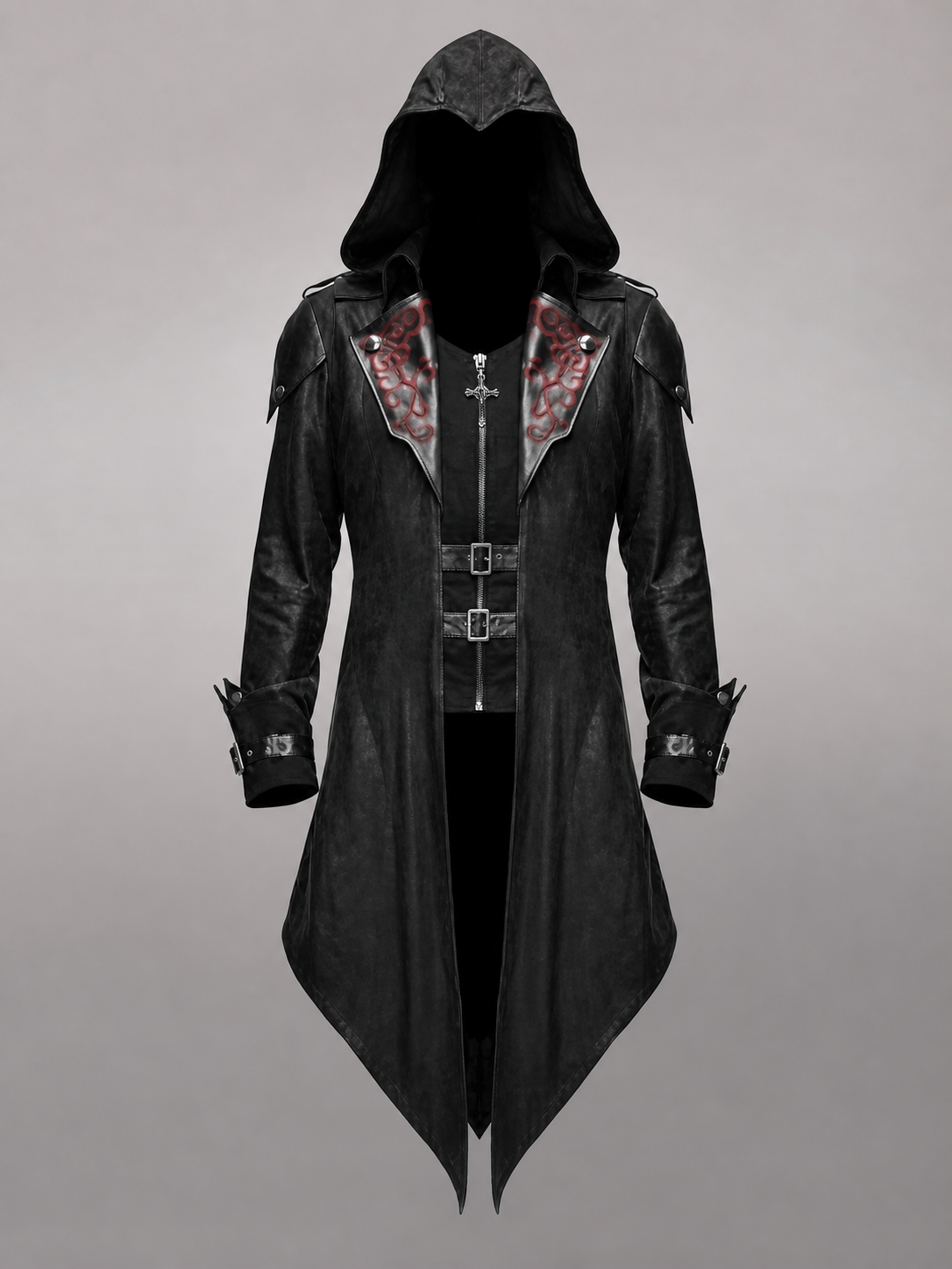 Black Gothic Carnival Cloak with Hood