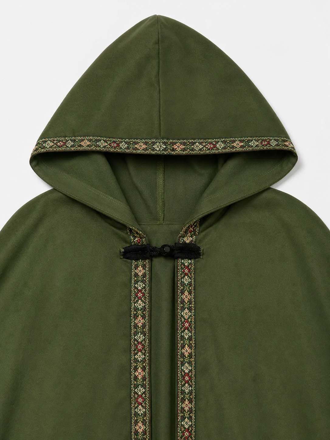 Green Carnival Cloak with Hood and Trim
