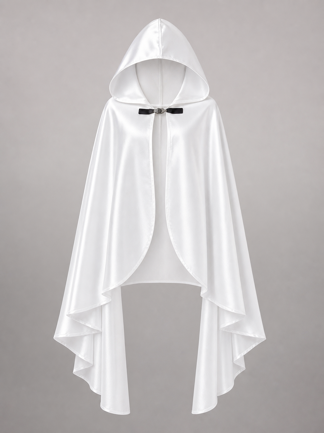 White Hooded Costume Cloak, Flowing Silhouette