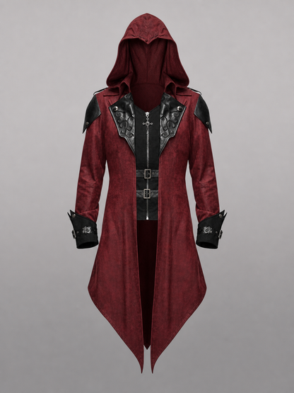 Burgundy Gothic Hooded Costume Cloak