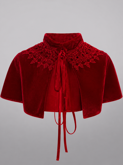 Red Decorative Costume Cloak with Wide Sleeves