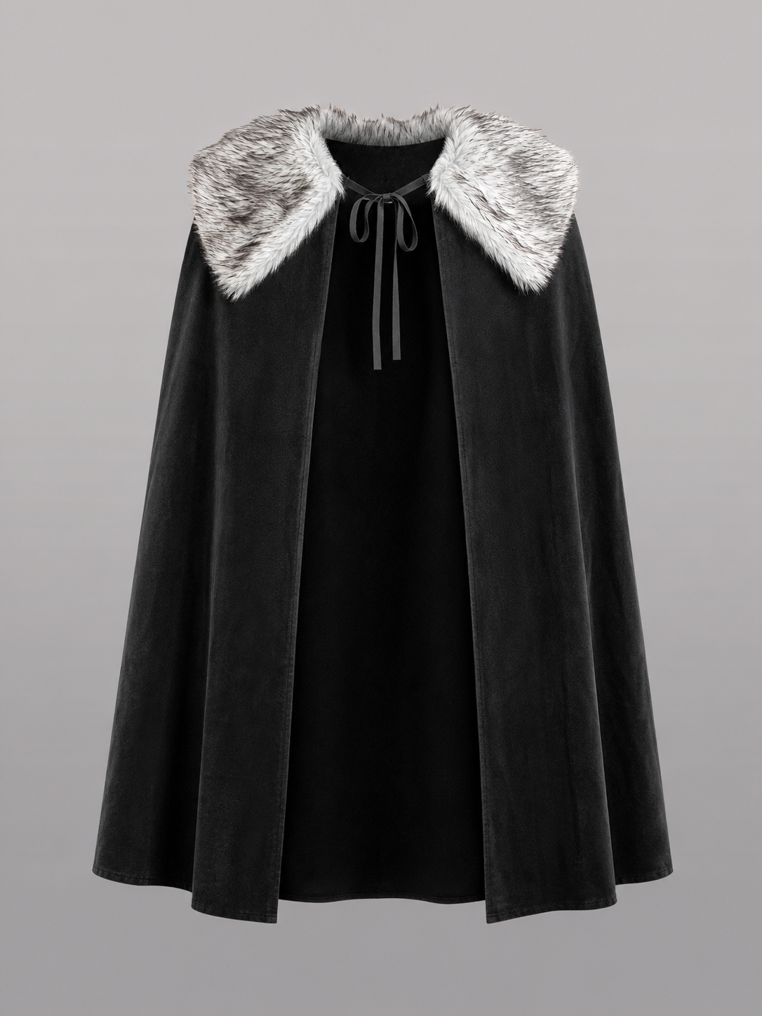 Black Medieval Costume Cape with Collar