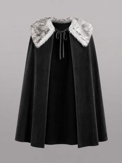 Black Medieval Costume Cape with Collar
