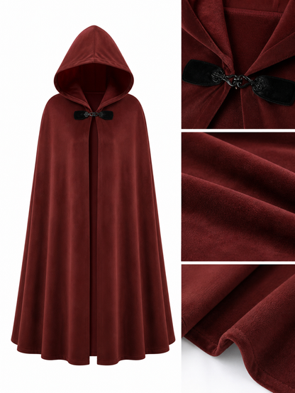 Burgundy Hooded Carnival Cloak for Cosplay