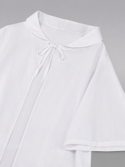 White Carnival Cloak with Hood and Wide Sleeves