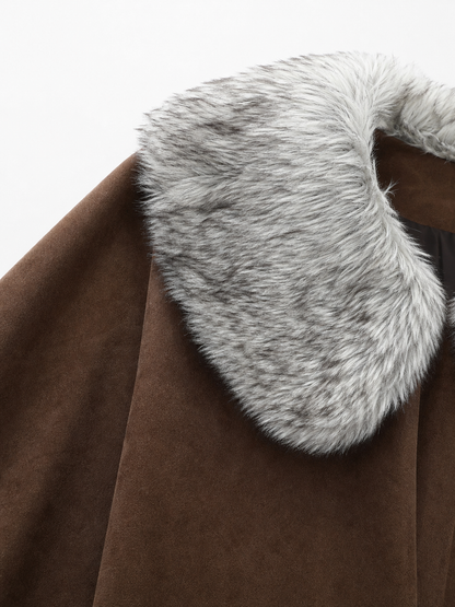 Brown Costume Cloak with Fur Collar