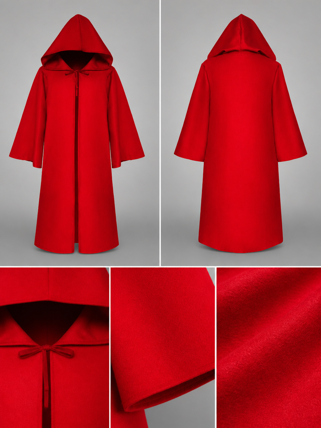 Long red hooded carnival cloak