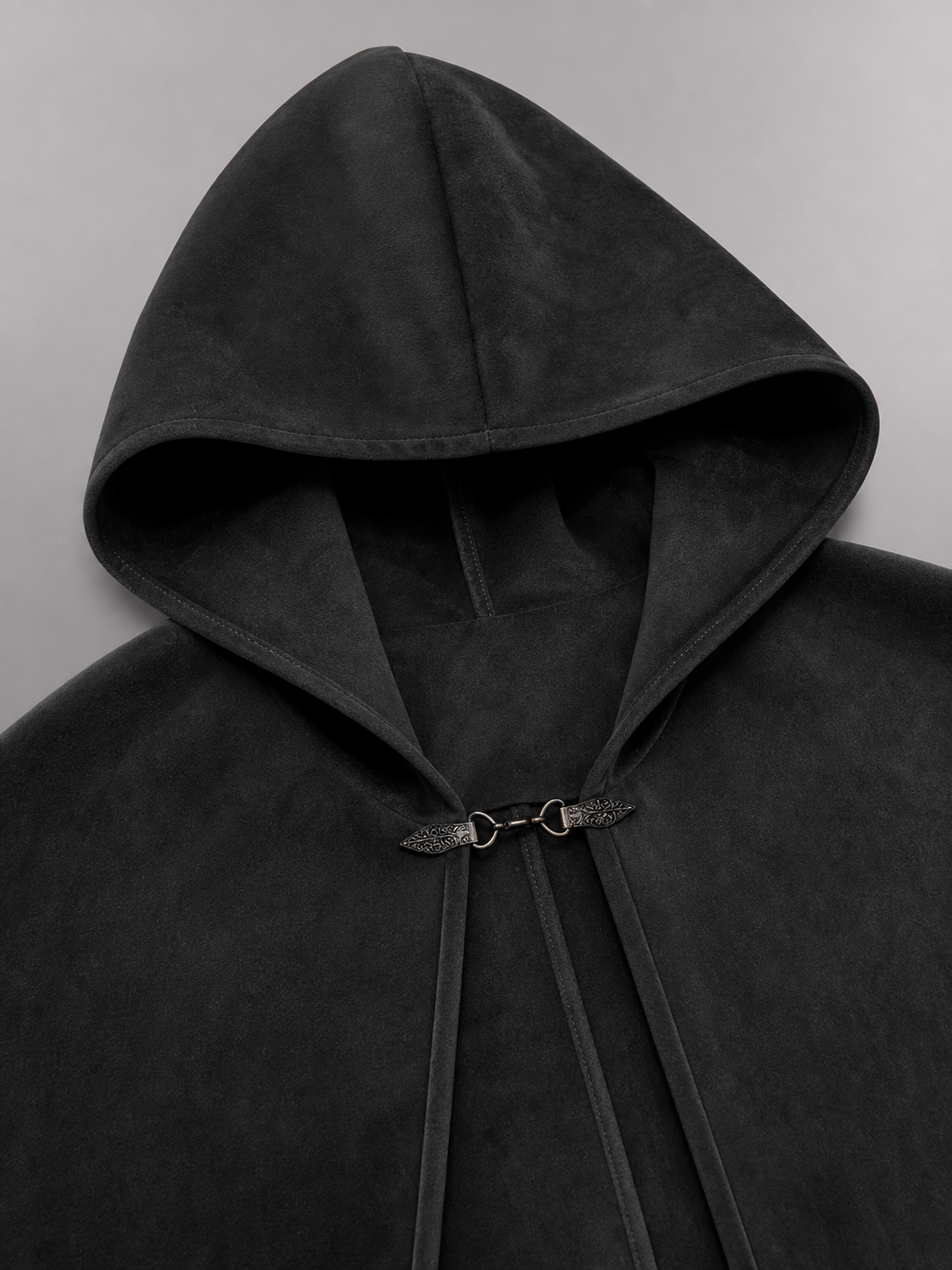 Long black hooded costume cloak