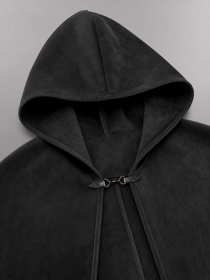 Long black hooded costume cloak