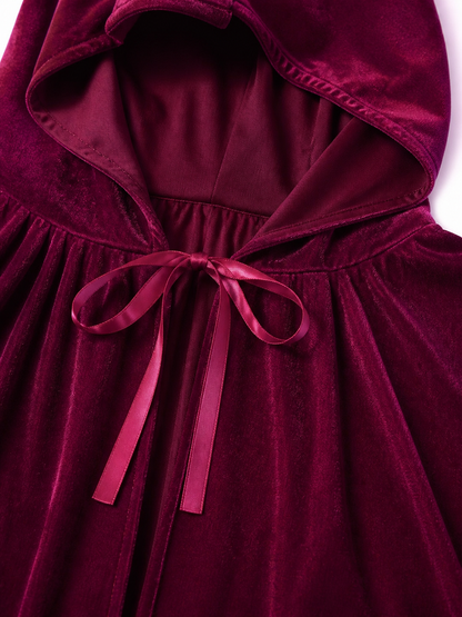Burgundy Hooded Carnival Cloak for Cosplay