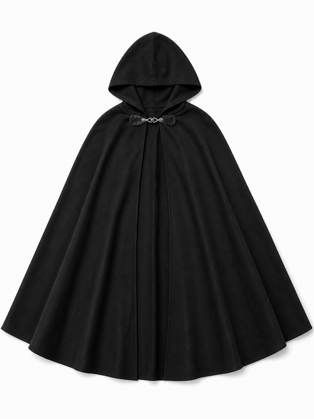 Long black hooded carnival cloak