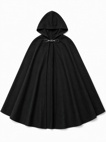 Long black hooded carnival cloak