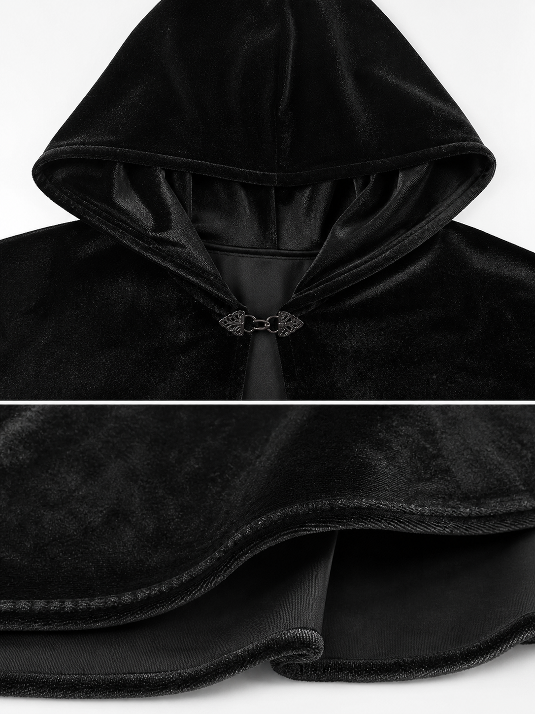 Black Hooded Carnival Cape, Flowing