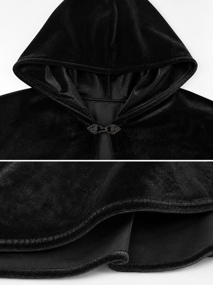 Black Hooded Carnival Cape, Flowing