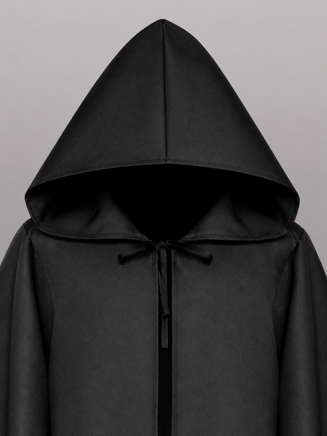 Black Hooded Carnival Cloak, Medieval Style
