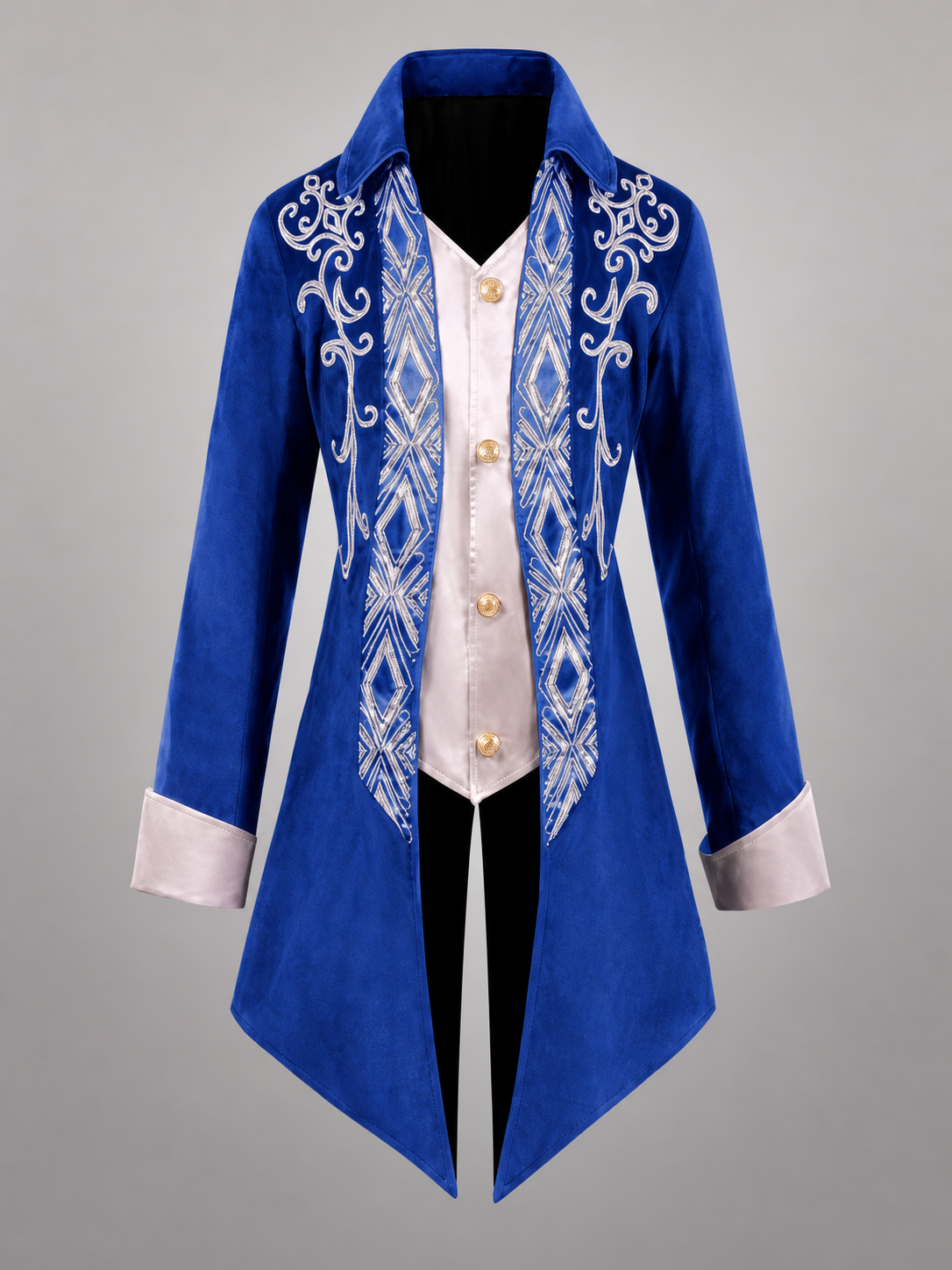 Long Blue Embroidered Costume Tailcoat