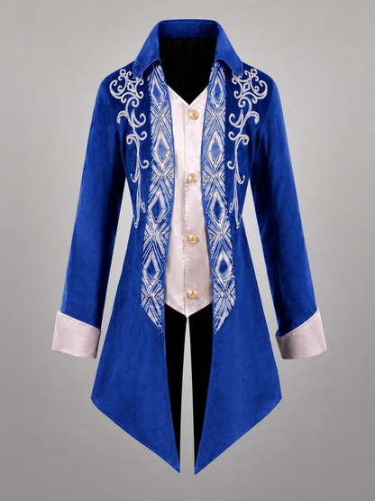 Long Blue Embroidered Costume Tailcoat