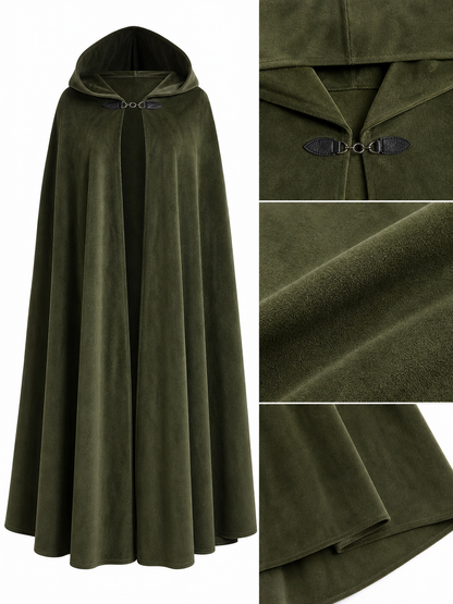Long Green Hooded Costume Cloak