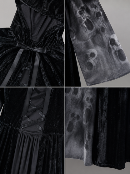 Black hooded costume cloak for cosplay
