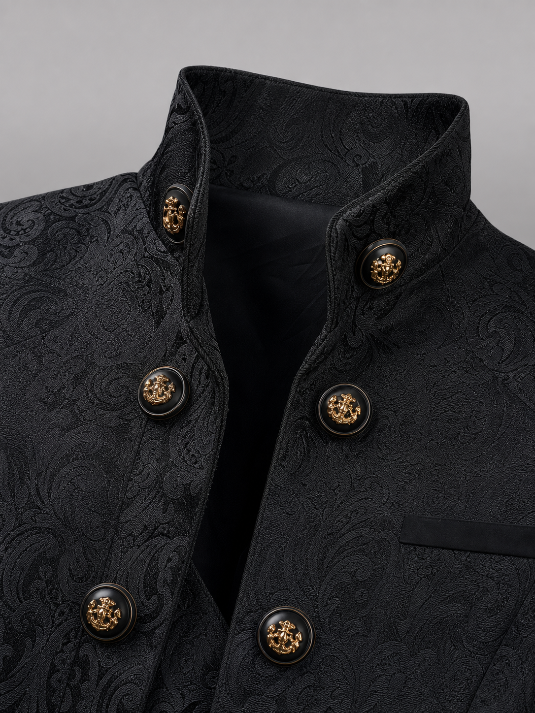 Black carnival cloak with jacquard pattern
