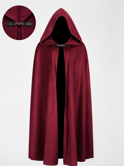 Long burgundy carnival cloak with hood