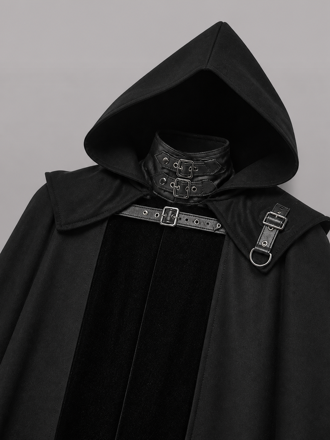 Black Medieval Hooded Costume Cape