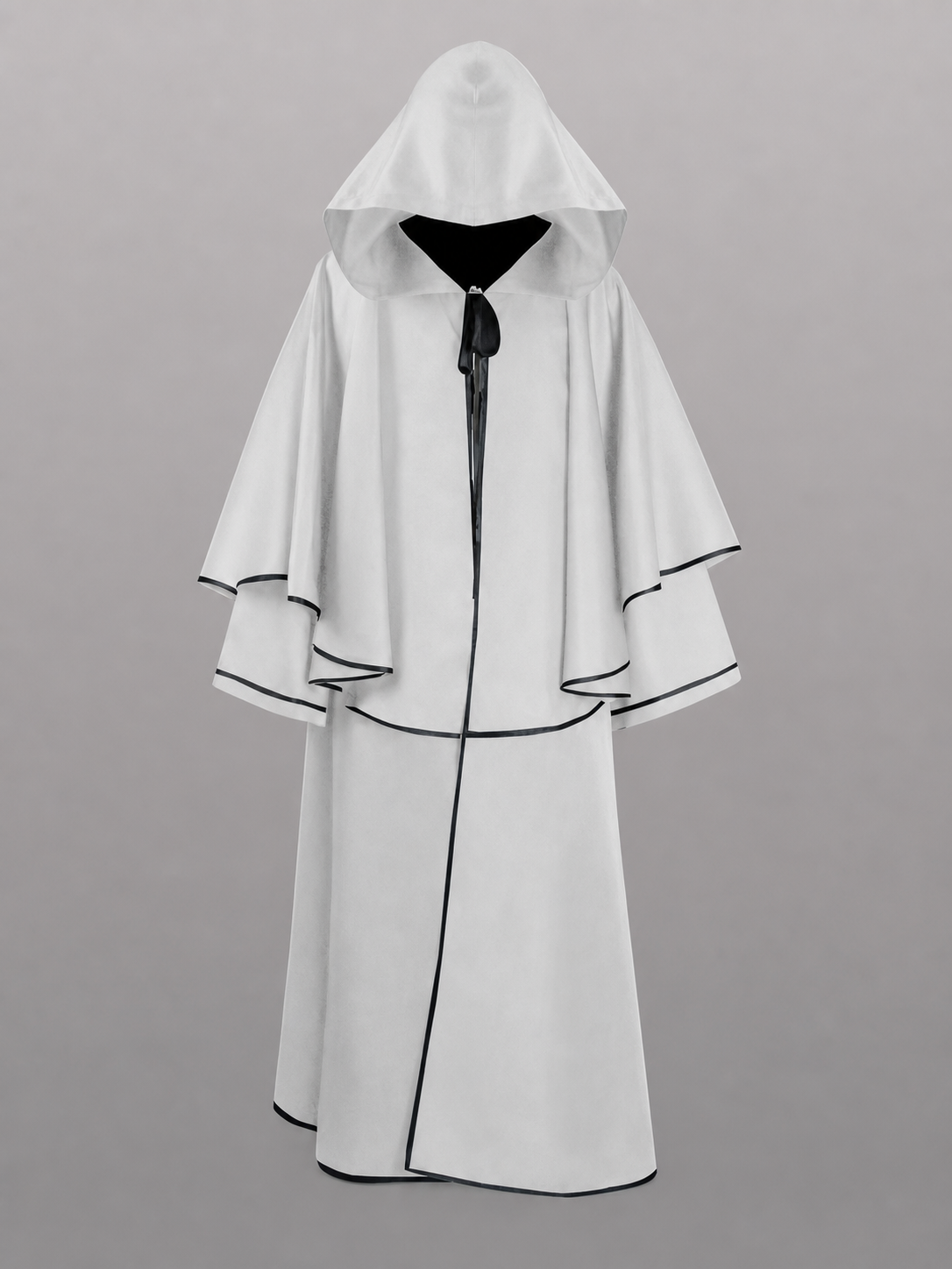 White Hooded Cloak with Black Trim