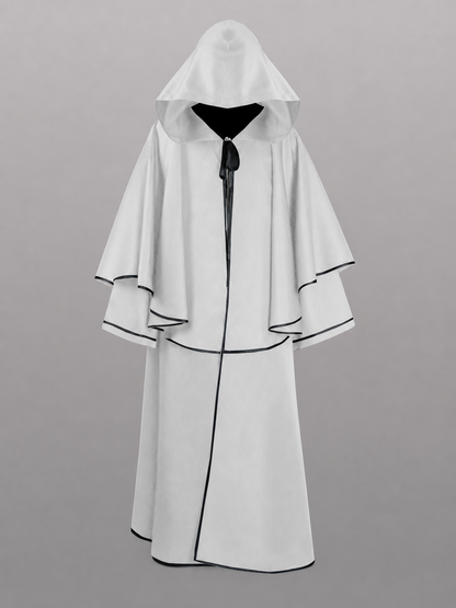 White Hooded Cloak with Black Trim